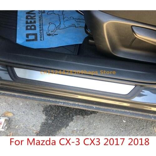 For Mazda CX-3 CX3 2017 2018 Door Sill Scuff Plate Threshold Moldings Protector Welcome Pedal Cover Trim Sticker Car Accessories