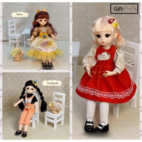 1/6 BJD Dolls For Girls Toys 23 Ball Jointed Doll With Clothes/Shoes/Glasses 30Cm Kids Cute Tie Hair Swivel Doll Kawaii Gift Toy