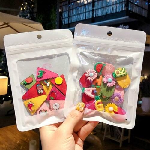 10/20 Pcs/Bag Children Cute Cartoon Geometry Flower Fruit Hair Clips Girls Baby Synthetic Leather Hairpins Kids Hair Accessories
