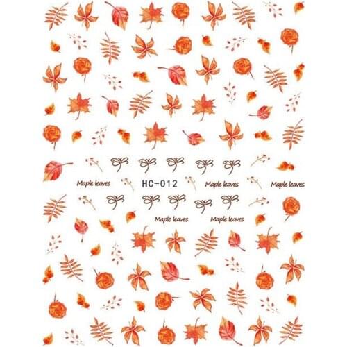 10PCS Flower and Garland Nail Cherry Yellow Leaf Nail Sticker Design DIY Nail Art Decoration Accessories Decal Sticker