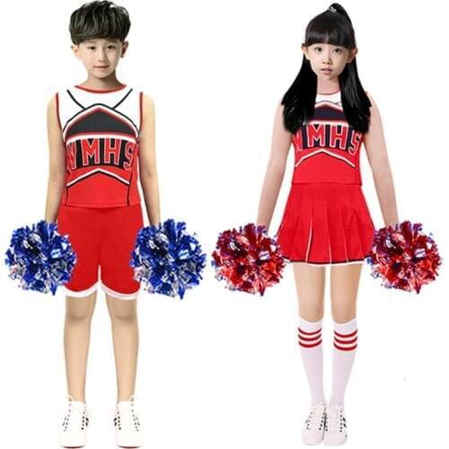 110-170cm Sleeveless Basketball Football Game Kids School Uniform Kids Boys Girls Skirt Dance Cheerleader Costumes