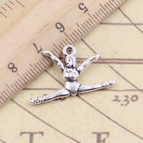 20pcs Charms Gymnastics Gymnast Sporter 22x16mm Tibetan Silver Color Pendants Antique Jewelry Making DIY Handmade Craft