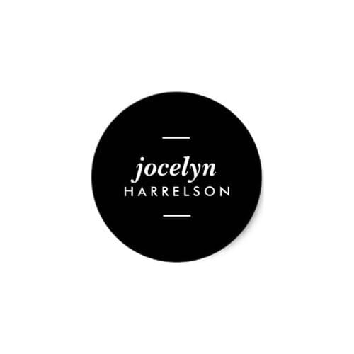 3.8cm Modern Black Personalized Stickers
