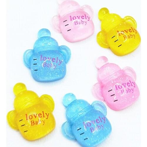 36Pcs/pack Mixed Resin Milk Bottle Decoration Crafts Flatback Cabochon Embellishments For Scrapbooking Diy Accessories