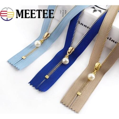 5/10pcs 20cm 3# Pearl Metal Zipper Zippers Bag Clothes Close-end Zips for Sewing Garment Jacket Coat Zip DIY Crafts Accessories