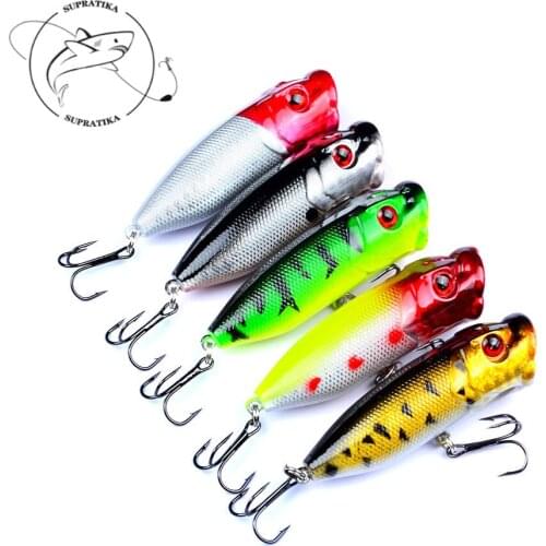 5pcs/lot Popper Hard Bait Wobbler Fishing Lures 73mm/11g Sea Fishing Trolling Wobbler Bait Artificial Treble Hook Minnow Lure