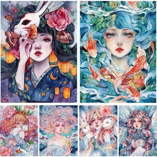 5D Diy Diamond Painting Cartoon Girl Portrait Full Square/Round Diamond Embroidery Mosaic Kit HD Quality Handmade Products Art