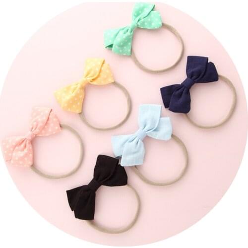 6pcs/lot Dot Bow Nylon Headbands For Girls Cotton Elastic Hair bands Newborn Headband Toddler Baby Hair Accessories Wholesale