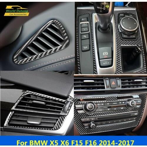 Accessories For BMW X5 X6 F15 F16 2014-2017 Car Interior moulding Trim Carbon Fiber Sticker
