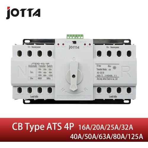 Jotta ATS 4P Dual Power Automatic Transfer Switch 4P Circuit Breaker MCB AC 230V 16A 20A 25A 32A 40A 50A 63A 80A 125A