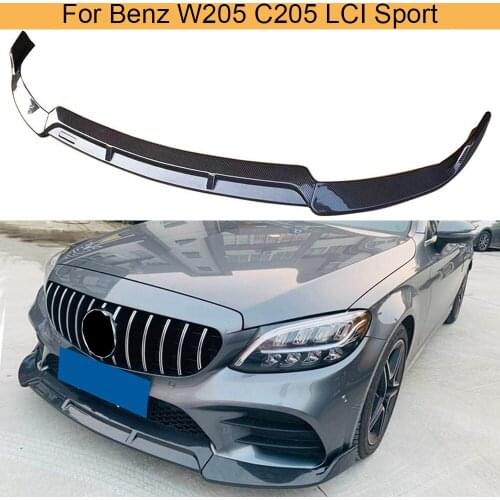 Car Front Bumper Lip Spoiler for Mercedes-Benz C Class W205 C205 LCI Sport 2019 2020 Front Bumper Lip Chin Splitter Carbon Fiber