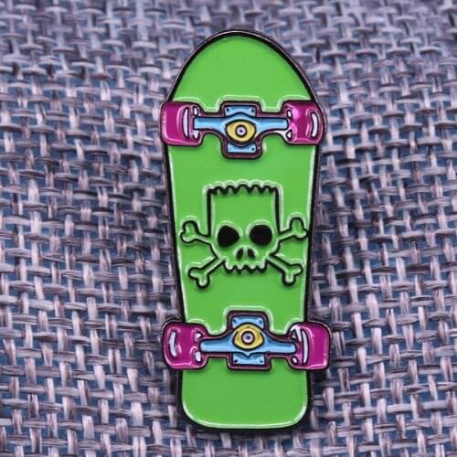 Bart Lapel Pin skull board Brooch cartoon figure Skateboard Enamel Pin sports lovers gift