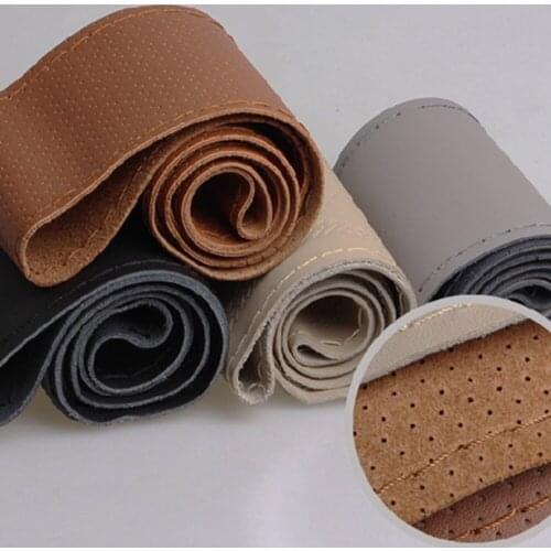 Car Steering Wheel Cover Four seasons Universal 38 cm DIY Perspiration and breathable Artificial leather With needle and thread