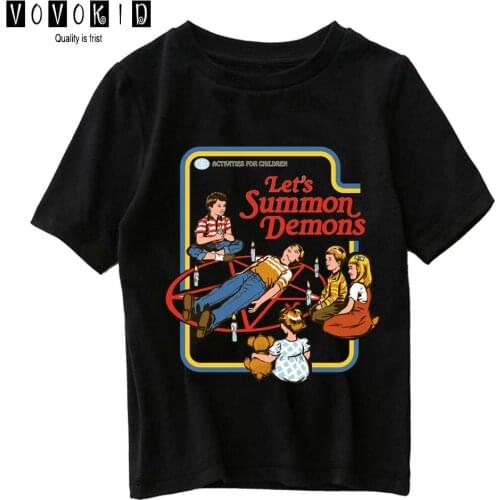 Lets Summon Demons Streetwear T-shirt Chlidren Summer Top Little Girl Boy Cute Cartoon Sweet Girls Baby T Shirt Cartoon Shirt