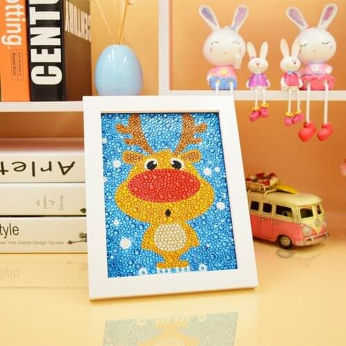 Good Diy 5D Diamond Painting Cartoon Elk Christmas Full Embroidery Round Diamond Rhinestone Children Gift Room Decoration15*20cm