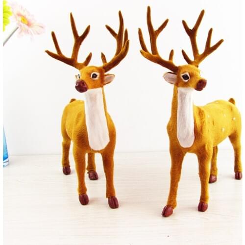 Simulation deer toy large 28x36cm fur sika deer hard model handicraft decoration gift h1246