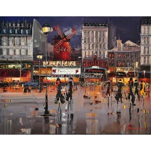 100% hand painted free shipping Reflections The Dark City oil paintings on canvas High quality wall decoration art