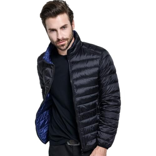 Duck Down Reversible jacket Men Winter Coat Ultra Light Plus Size 4XL Double Sided Zipper Casual Lightweight Mens Clothing