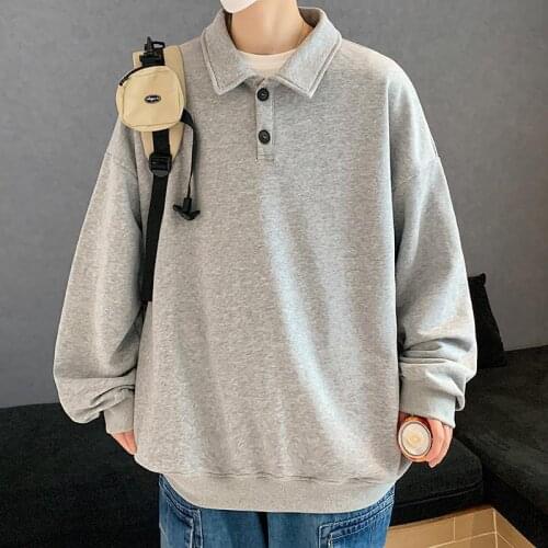 Polo Lapel Sweater Mens Autumn 2021 New Boys' Pullover Jacket Korean Fashion Student Versatile Youth