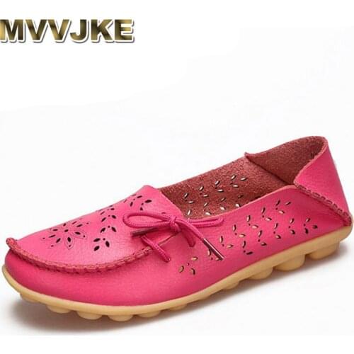 MVVJKE 20 colors Real leather flat shoes Woman Fashion leisure shoes Daliy women Office lady party footwear size 34- 44E095