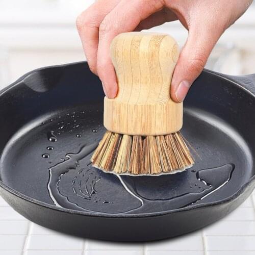 Plant Based Sisal Hemp Cleaning Brush Wooden Long Handle Vegetable Scrub Brush Head Replacement Biodegradable Kitchen Brushes