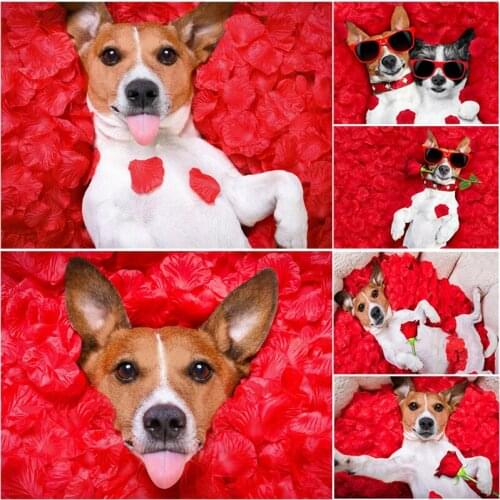 Rose Dog 5D Animal DIY Diamond Painting Cross Stitch Kits Mosaic Full Drill Diamond Embroidery Home Craft Art Decoration Gifts