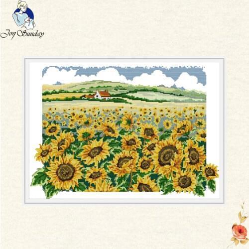 Sunflower cross stitch kit aida 14ct 11ct count printed Plant flowers and plants embroidery DIY handmade needlework Joy Sunday