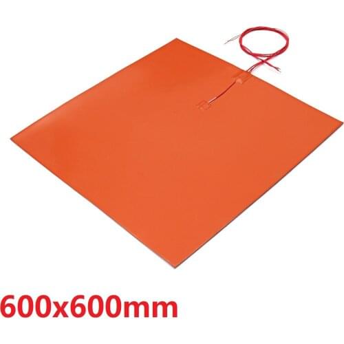 120V 600*600MM Heating Plate Silicone Heater Bed For Kossel Pro Mini 3D Printer C/W Adhesive, NTC 100K 3950