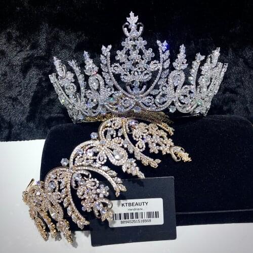 New Rhinestone Half Around Tiara Bigger Size Silvery/Gold Crown Royal Bridal Wedding Dressing Crown Accessory Women Jewelry