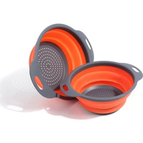 2019 New 2pcs Collapsible Silicone Colander Folding Kitchen Strainer Fruit Vegetable Storage Clean Basket Kitchen Accessories