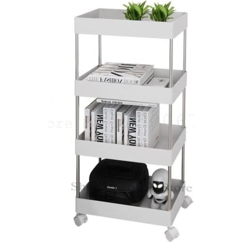 Ins Kitchen Living Room Bathroom Movable Storage Shelf Sewing Net Basket Landing Shelf Trolley Household