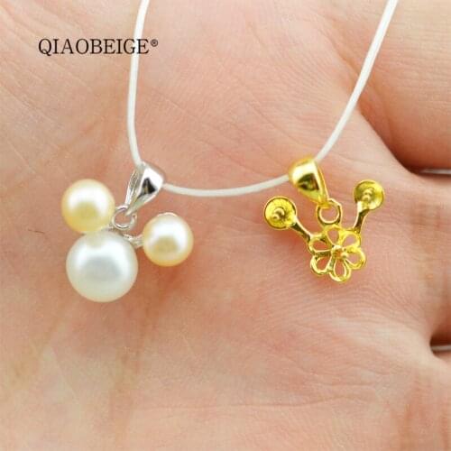 QIAOBEIGE Accessories Mount Cute 100% 925 Sterling Silver & DIY Pearl Bead Mini Mouse Nice Luxury S925 Silver Jewelry Gift