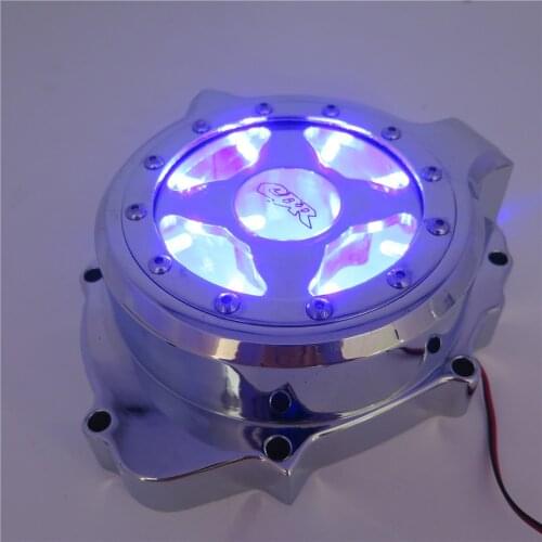 BLUE LED Chrome Left Engine Stator Cover See Through For Honda 2003-2006 CBR 600RR w/ Gasket Aftermarket Free Shipping Moto Part