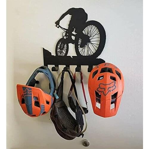 Mountain Bike Gear Rack Metal Wall Decor Biking Bicycle Wall Art Key Hooks Vintage Hanger Rack for Coat Clothes Towel Hat