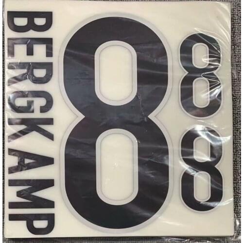 Silver 1998 #8 Bergkamp Printing Heat Transfer Iron On Soccer Patch Badge