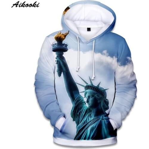 Creative Statue of liberty 3D Hoodies Sweatshirt Boy/girl 3D Print Pullovers Coats New York Statue of liberty cool Spring Coats