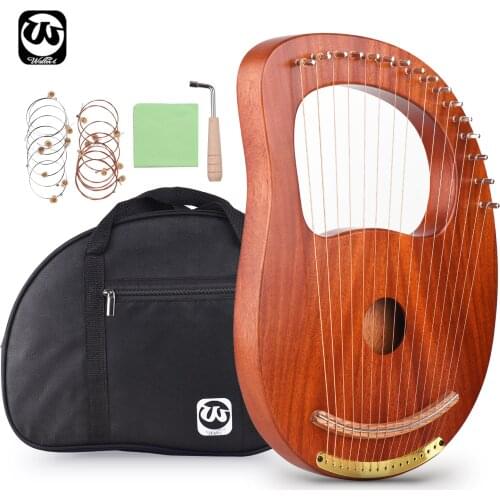 Walter.t WH-16 16-String Wooden Lyre Harp Metal Strings Solid Wood with Carry Bag Tuning Wrench Cleaning Spare Strings MusicBook