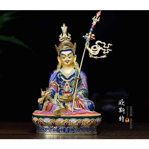 High grade color drew Buddha statue bless family Safety Health efficacious Talisman Tibet Padmasambhava Painted Buddha statue