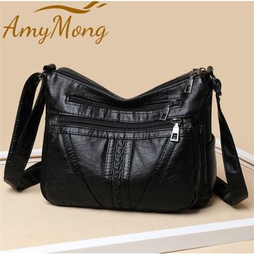 High Quality Soft PU Leather Shoulder Bag for Women 2021 Casual Multi-Layer Crossbody Bag Luxury Designer Washable Messenger Sac
