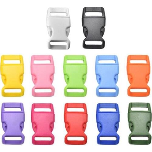 10Pcs 5/8" Curved Side Release Buckle Paracord Bracelet DIY Pets Collar Camping Bags Accessories DIY Craft 40mm X 22.5mm