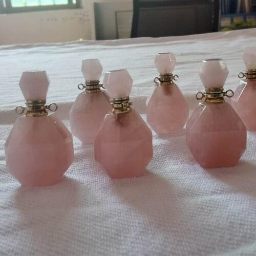 10pcs Natural Stone crystal Perfume Bottle DIY Pendant Double Hole Pendant Aromatherapy Bottle Essential Oil Bottle