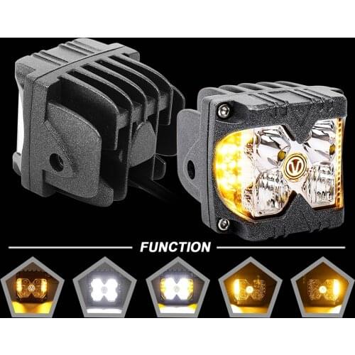 2Pcs Dual Side Shooter Lights DRL Solid & Strobe Off Road LED Pod Lights for Tractor Plow Truck SUV ATV Motorcycle Driving Light