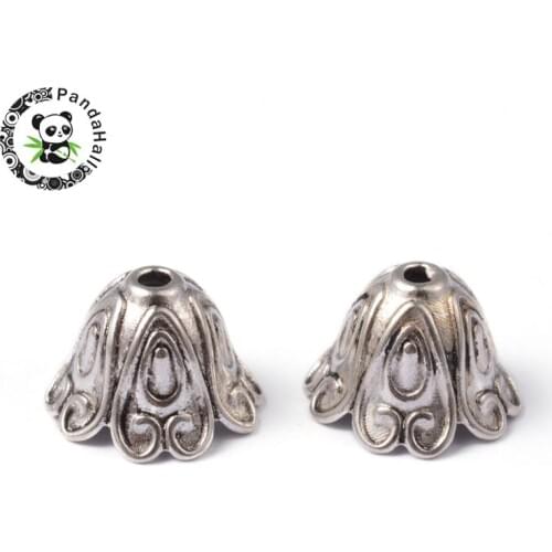 20pcs Tibetan Style Bead Caps Antique Bronze Red Copper Silver Color Flower Bead End Caps For Jewelry Making Needlework