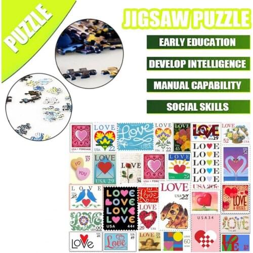 200/500/1000Pcs Love Stamps Jigsaw Puzzle Magic Cubes Brain Exercise Puzzle Game for Adult Kids Assembling Picture Game Toy Gift