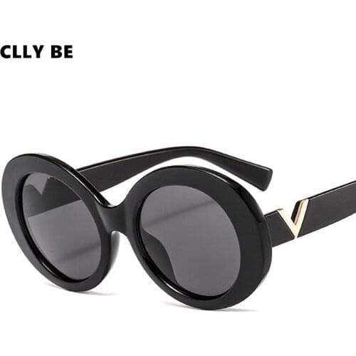 2020 Fashion Round Vintage Sunglasses Women Men Fashion Mirror Sun Glasses Female Shades Retro Letter V Eyewear