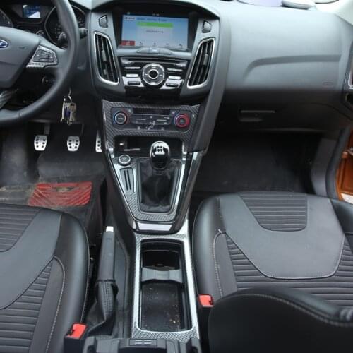 3Pcs/Set Carbon ABS Gear panel canholder cup holder Special Modified Decorative Cover case For Ford Focus3 4 mk3 4 2015-2017