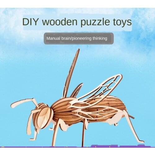 3D Wooden Bee Science and Education Model Puzzle Toys Crafts Gifts Ornaments Creative Decompression Gifts P312