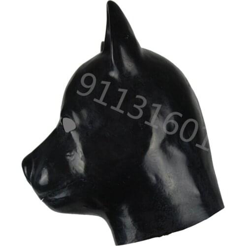 3D Mould Latex rubber fetish animal mask with zipper puppy slave dog hood solid nose BDSM hood