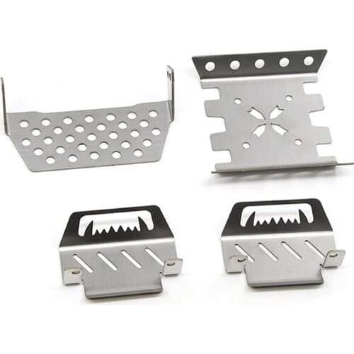 4pcs Stainless Steel Front Bumper Chassis Guard Plate Armor Protection Board for 1/8 1/10 YK4102 4103 4082 RC Car Kits