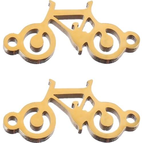 5pcs Lot Gold Stainless Steel Bicycle Pendant Connectors Charm for DIY Bracelet Jewelry Making Supplies Wholesale Bulk Items